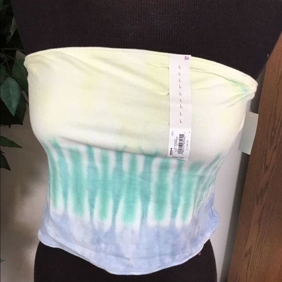 SO bandeau tube top Juniors Large yellow aqua tie‎ dye new with tags - Picture 5 of 10